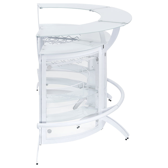 Coaster Dallas 2-shelf Curved Home Bar White and Frosted Glass (Set of 3) Set of 1