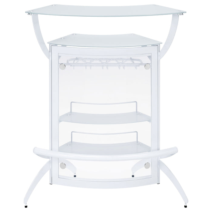 Coaster Dallas 2-shelf Curved Home Bar White and Frosted Glass (Set of 3) Set of 1