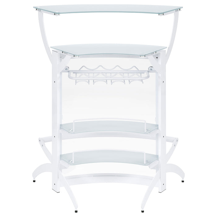 Coaster Dallas 2-shelf Curved Home Bar White and Frosted Glass (Set of 3) Set of 1