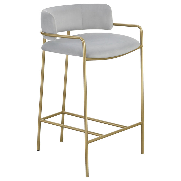 Coaster Comstock Upholstered Low Back Stool Grey and Gold Counter Stool