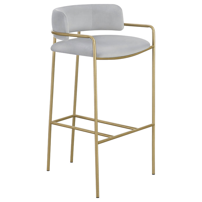 Coaster Comstock Upholstered Low Back Stool Grey and Gold Low Back