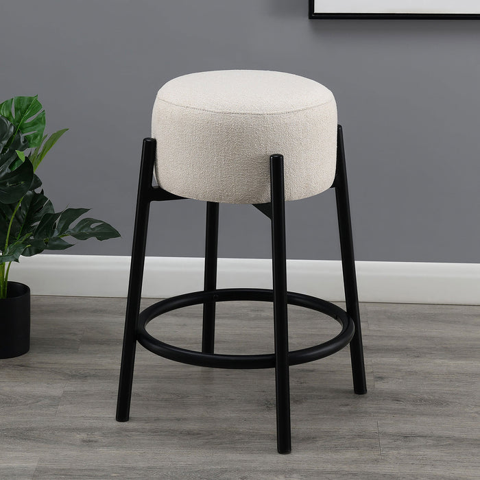 Coaster Leonard Upholstered Backless Round Stools White and Black (Set of 2) Counter Height