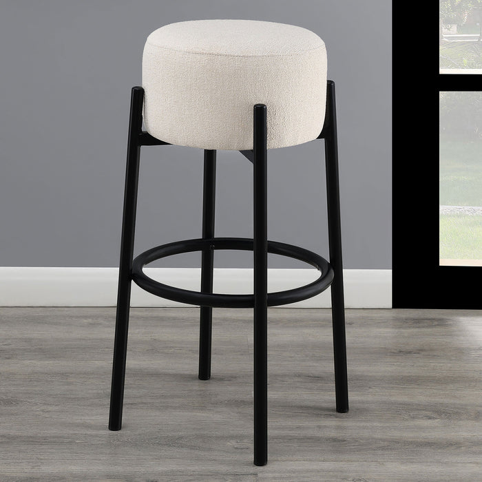 Coaster Leonard Upholstered Backless Round Stools White and Black (Set of 2) Counter Height