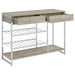 Coaster Melrose 2-shelf Wine Cabinet with 2 Drawers Gray Washed Oak and Chrome Default Title