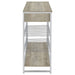 Coaster Melrose 2-shelf Wine Cabinet with 2 Drawers Gray Washed Oak and Chrome Default Title