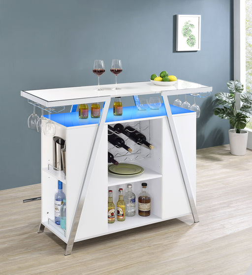 Coaster Araceli Home Bar Wine Cabinet White High Gloss and Chrome Default Title