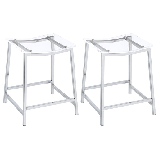 Coaster Jovani Acrylic Backless Bar Stools Clear and Chrome (Set of 2) Standard