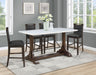 Coaster Aldrich Counter Height Dining Set Genuine White Marble Top and Dark Brown Default Title