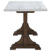 Coaster Aldrich Counter Height Trestle Base Dining Table with Genuine White Marble Top and Dark Brown Default Title