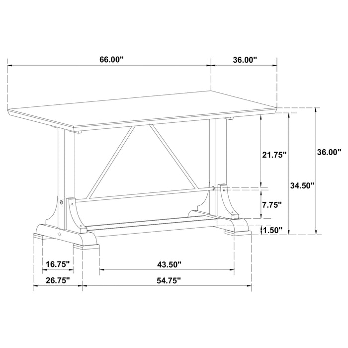 Coaster Aldrich Counter Height Trestle Base Dining Table with Genuine White Marble Top and Dark Brown Default Title