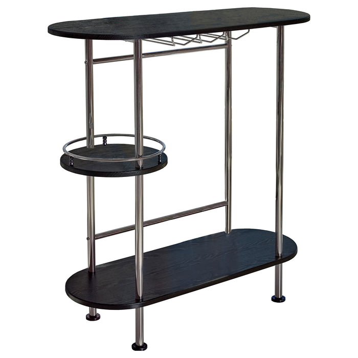 Ferguson 3-tier Home Bar Table with Stemware Rack Black Oak