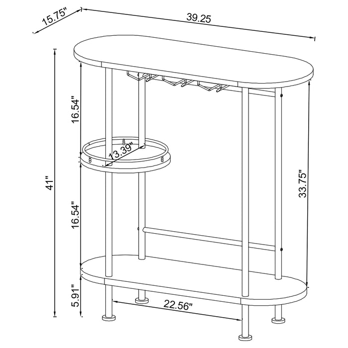 Ferguson 3-tier Home Bar Table with Stemware Rack Black Oak