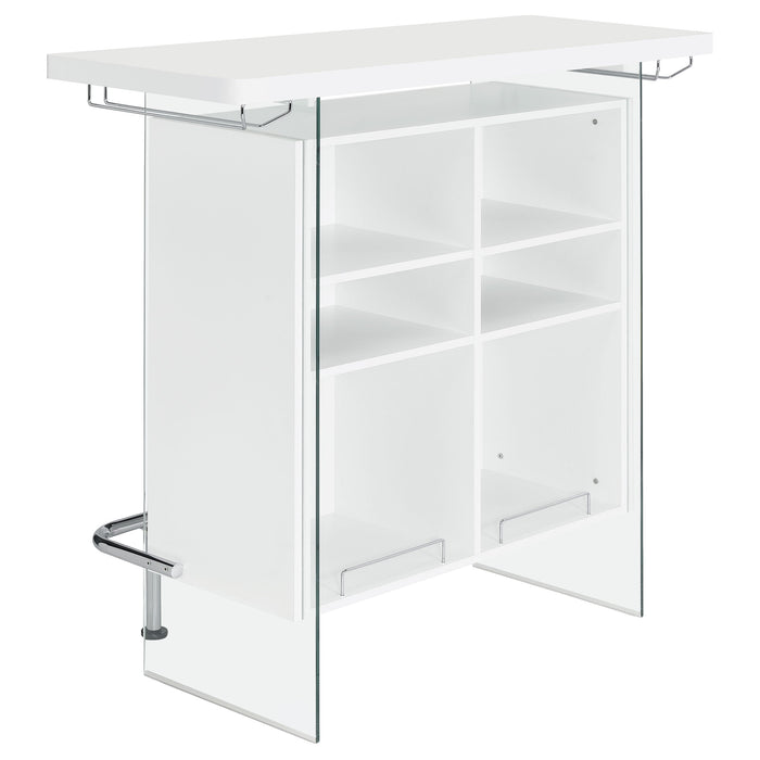 Acosta Rectangular Bar Unit with Footrest and Glass Side Panels