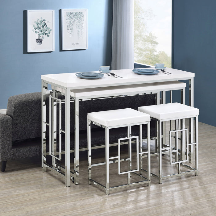 Coaster Jackson Multipurpose Counter Height Table Set White and Chrome Default Title