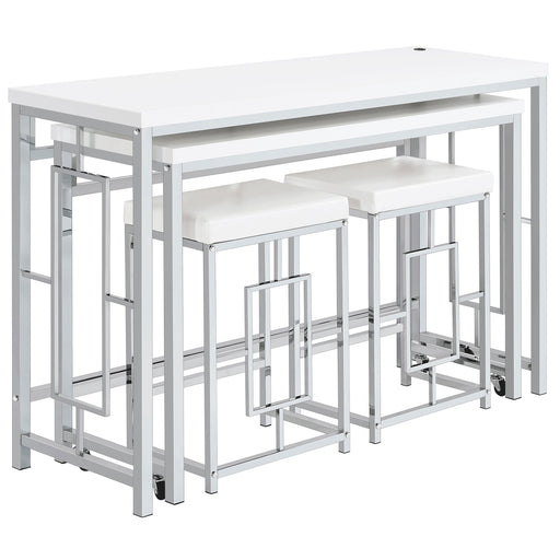 Coaster Jackson Multipurpose Counter Height Table Set White and Chrome Default Title