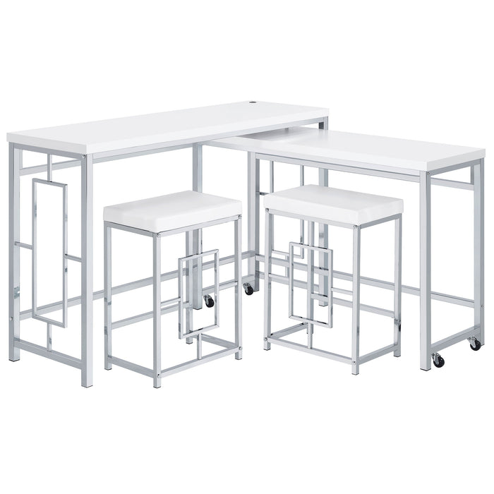 Coaster Jackson Multipurpose Counter Height Table Set White and Chrome Default Title