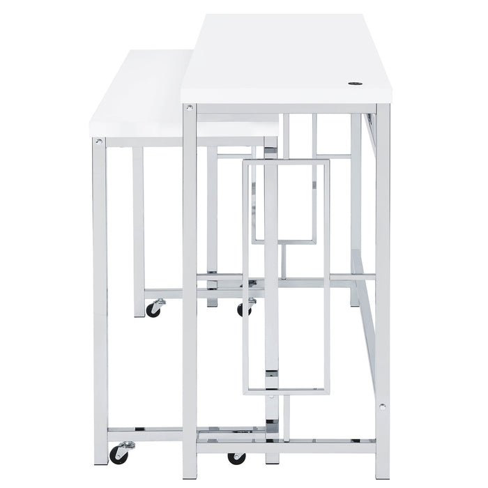 Coaster Jackson Multipurpose Counter Height Table Set White and Chrome Default Title