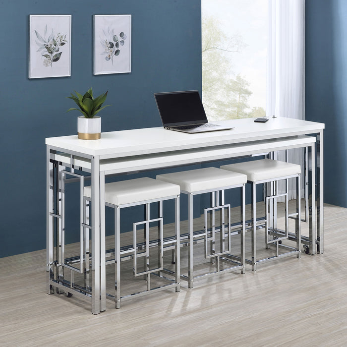 Coaster Jackson Multipurpose Counter Height Table Set White and Chrome Black