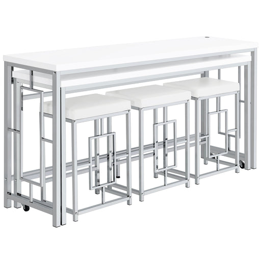 Coaster Jackson Multipurpose Counter Height Table Set White and Chrome White