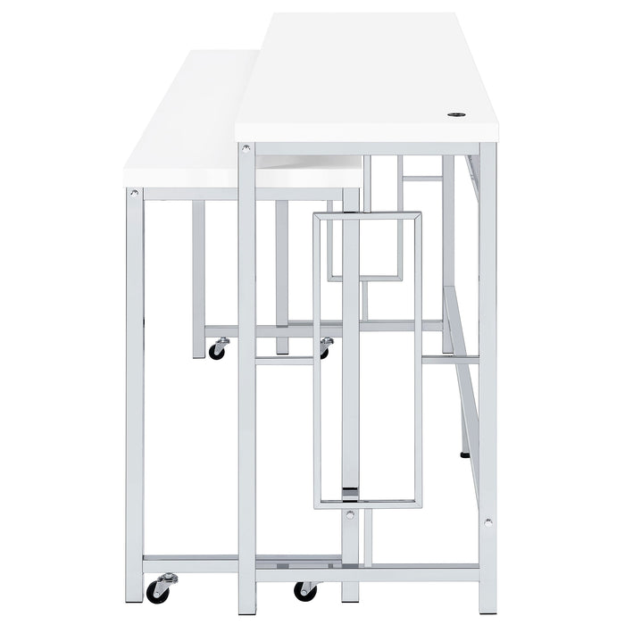 Coaster Jackson Multipurpose Counter Height Table Set White and Chrome Black