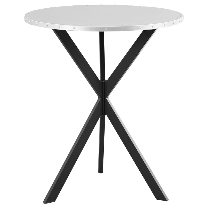 Coaster Kenzo Round Metal Top Bar Table Silver and Sandy Black Default Title