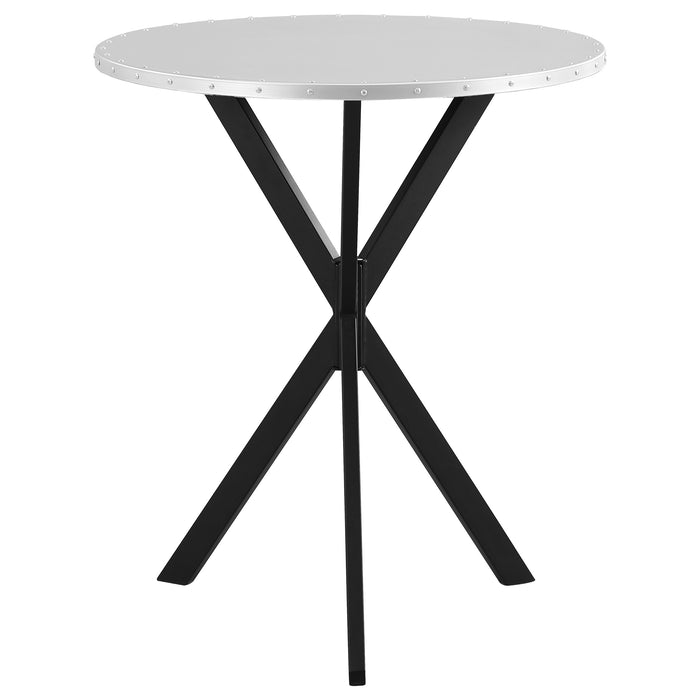 Coaster Kenzo Round Metal Top Bar Table Silver and Sandy Black Default Title