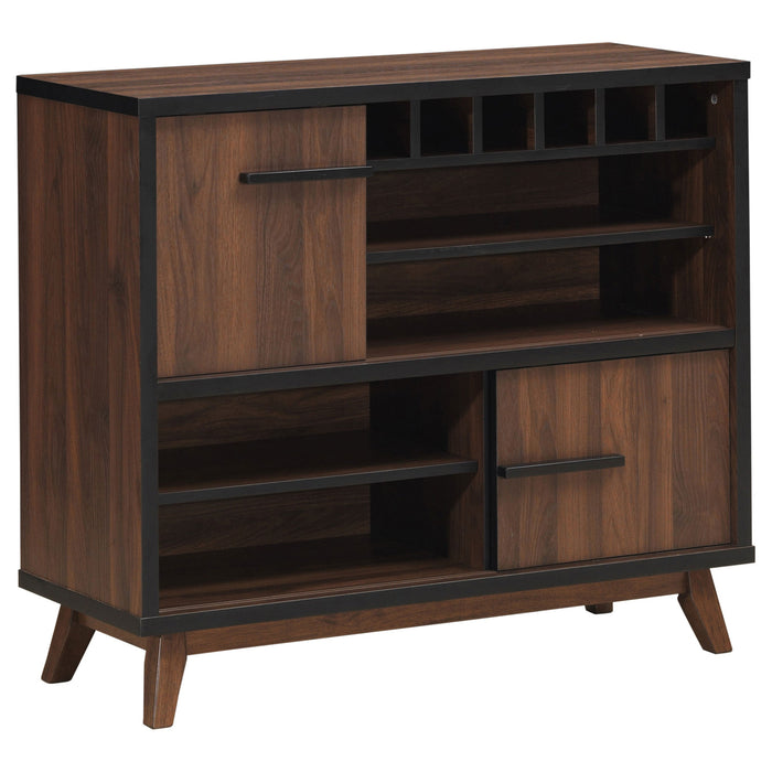 Ezekiel Wine Cabinet with 2 Sliding Doors Walnut and Black