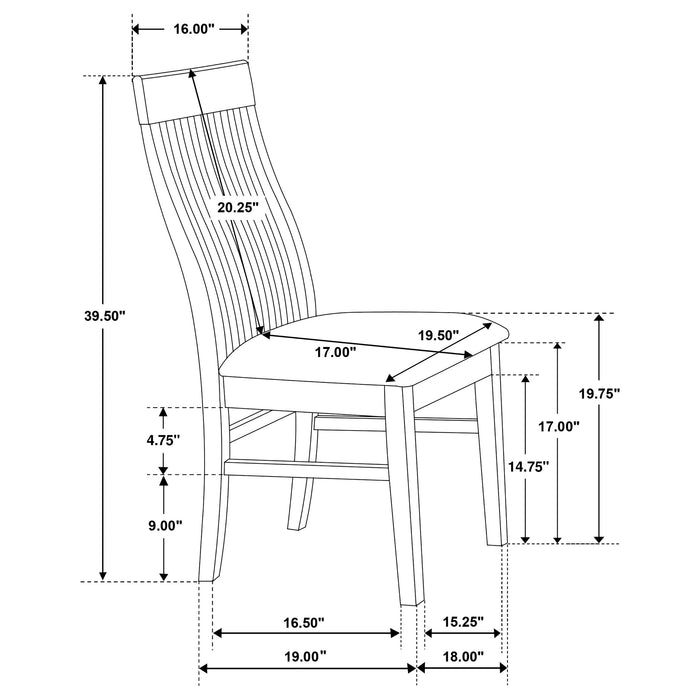 Coaster Briarwood Slat Back Dining Side Chair Mango Oak and Brown (Set of 2) Default Title