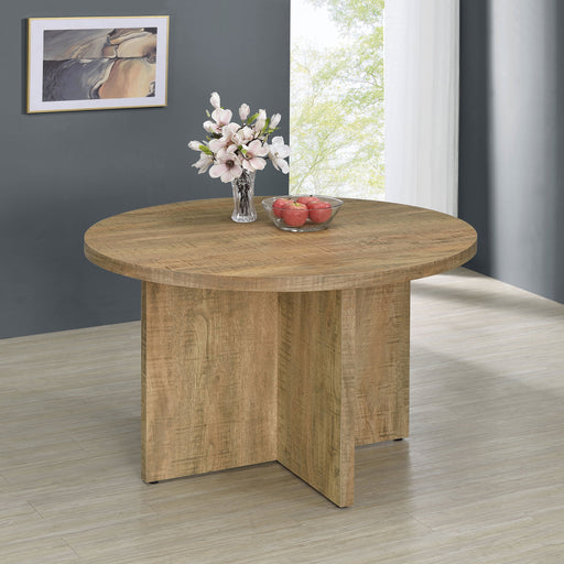 Coaster Jamestown Round Engineered Wood Dining Table with Decorative Laminate Mango Brown Default Title