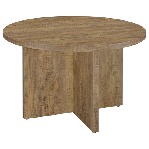 Coaster Jamestown Round Engineered Wood Dining Table with Decorative Laminate Mango Brown Default Title