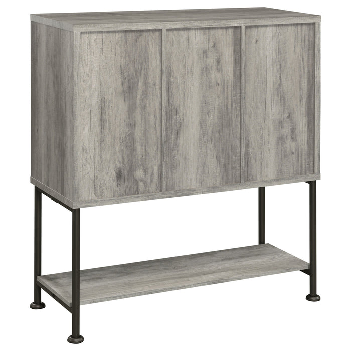 Coaster Claremont Sliding Door Bar Cabinet with Lower Shelf Grey Driftwood Default Title