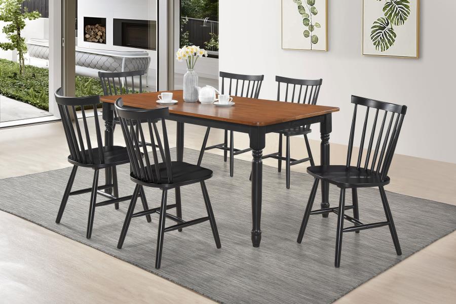 Hollyoak 5-piece Rectangular Dining Set Walnut and Black