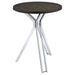 Coaster Edgerton Round Wood Top Bar Table Dark Oak and Chrome White