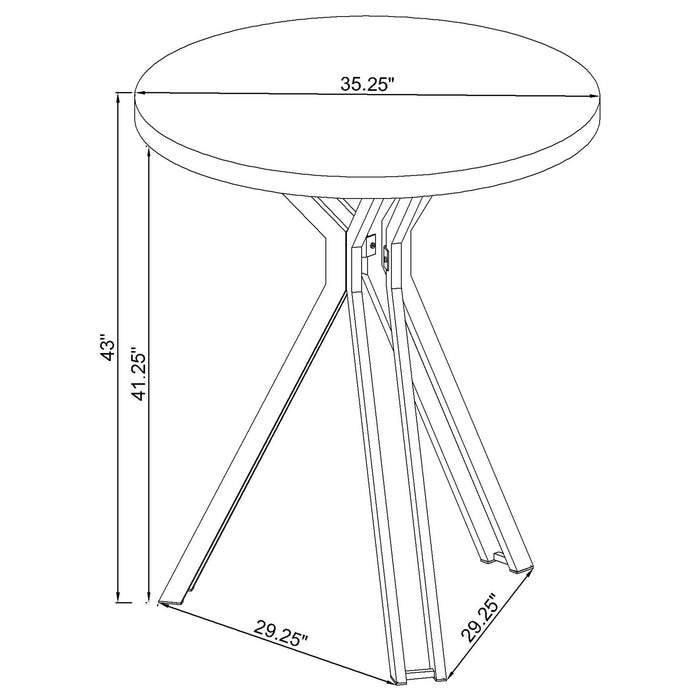 Coaster Edgerton Round Wood Top Bar Table Dark Oak and Chrome White