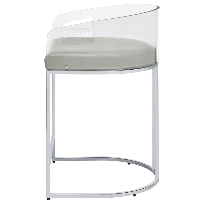 Coaster Thermosolis Acrylic Back Counter Height Stools Grey and Chrome (Set of 2) Default Title