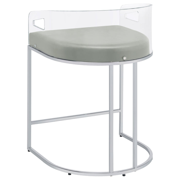 Coaster Thermosolis Acrylic Back Counter Height Stools Grey and Chrome (Set of 2) Default Title