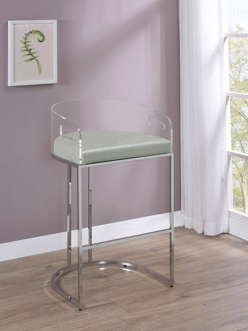 Coaster Thermosolis Acrylic Back Bar Stools Grey and Chrome (Set of 2) Default Title