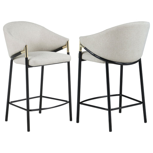 Coaster Chadwick Sloped Arm Bar Stools Beige and Glossy Black (Set of 2) Counter Height