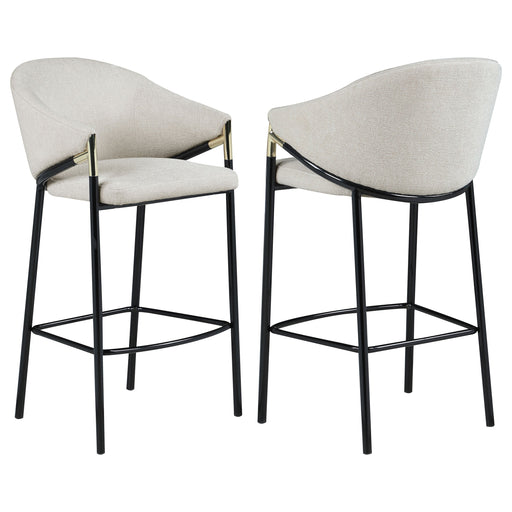 Coaster Chadwick Sloped Arm Bar Stools Beige and Glossy Black (Set of 2) Standard