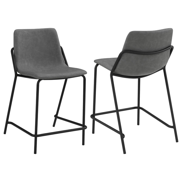 Earnest Solid Back Upholstered Bar Stools Grey and Black (Set of 2)