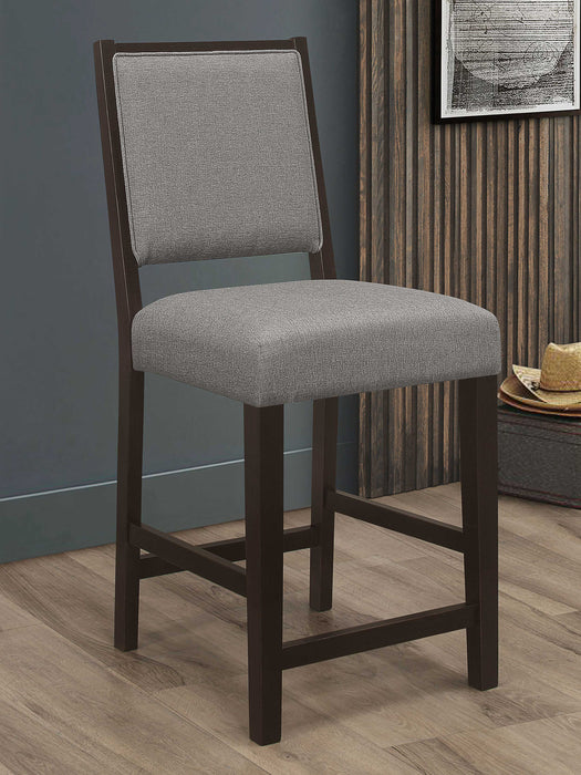 Coaster Bedford Upholstered Open Back Bar Stools with Footrest (Set of 2) Grey and Espresso Counter Height