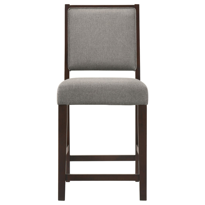 Coaster Bedford Upholstered Open Back Bar Stools with Footrest (Set of 2) Grey and Espresso Counter Height