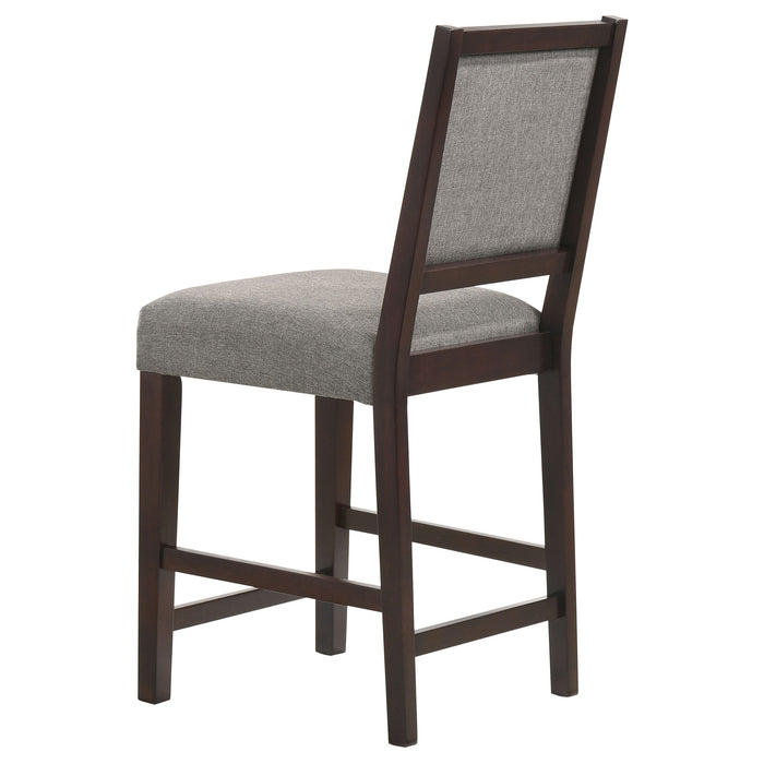 Coaster Bedford Upholstered Open Back Bar Stools with Footrest (Set of 2) Grey and Espresso Counter Height