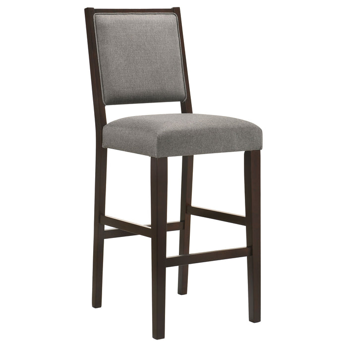 Coaster Bedford Upholstered Open Back Bar Stools with Footrest (Set of 2) Grey and Espresso Counter Height