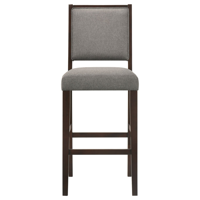 Coaster Bedford Upholstered Open Back Bar Stools with Footrest (Set of 2) Grey and Espresso Counter Height