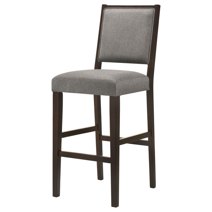 Coaster Bedford Upholstered Open Back Bar Stools with Footrest (Set of 2) Grey and Espresso Counter Height