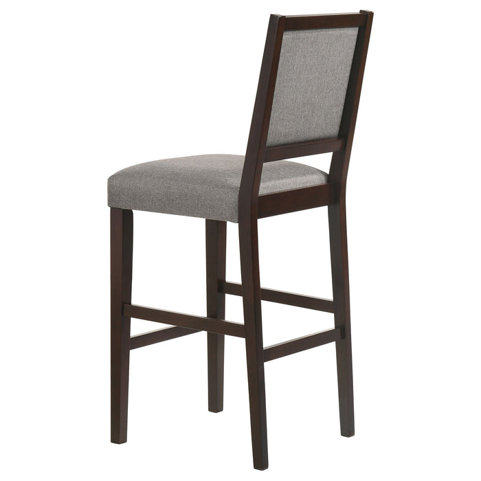 Coaster Bedford Upholstered Open Back Bar Stools with Footrest (Set of 2) Grey and Espresso Counter Height