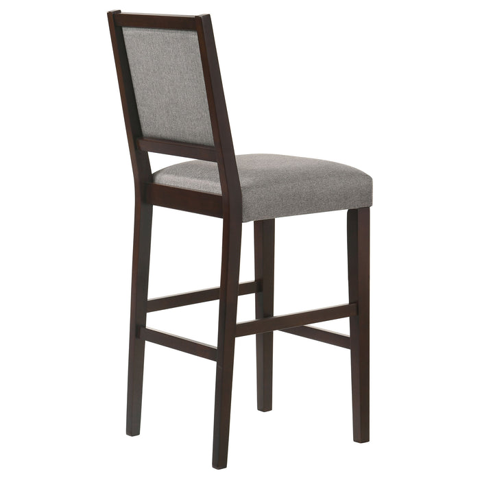 Coaster Bedford Upholstered Open Back Bar Stools with Footrest (Set of 2) Grey and Espresso Counter Height