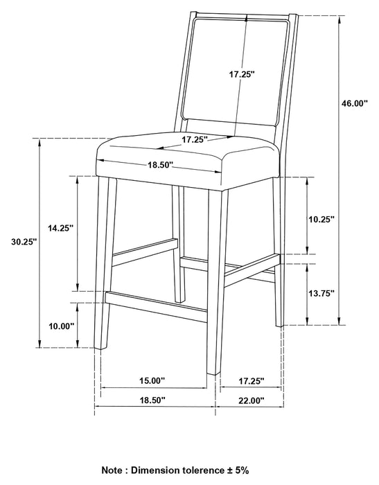 Coaster Bedford Upholstered Open Back Bar Stools with Footrest (Set of 2) Grey and Espresso Counter Height