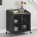 Coaster Arlette Wine Cabinet with Wire Mesh Doors Grey Wash and Sandy Black Default Title